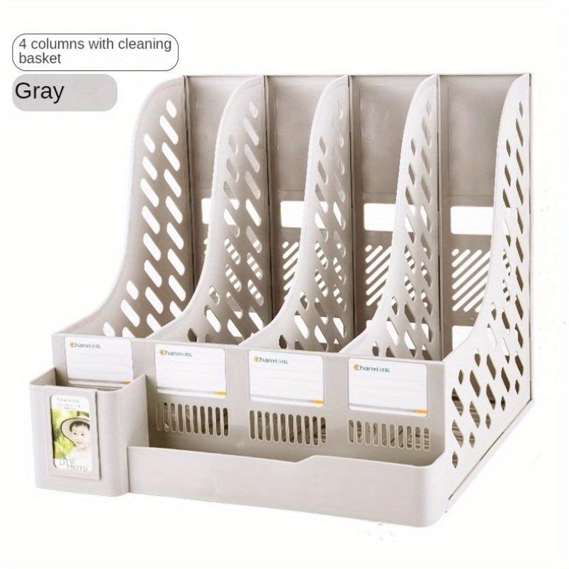 4 Columns Pen Holder Desktop Office Supplies File Rack
