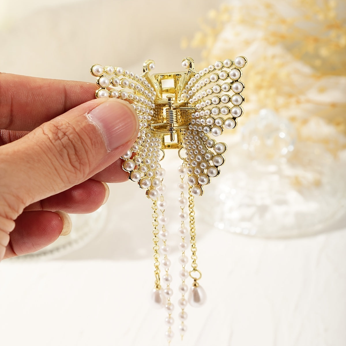 Long Tassel Hair Claw Clips Rhinestone Butterfly Hair Barrettes for Women