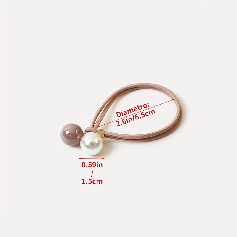 5pcs Faux Pearl Hair Tie Rope Rings Ponytail Holder Accessories
