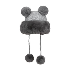 Women's Winter Plush Hat with Bear Ears and Fur Ball