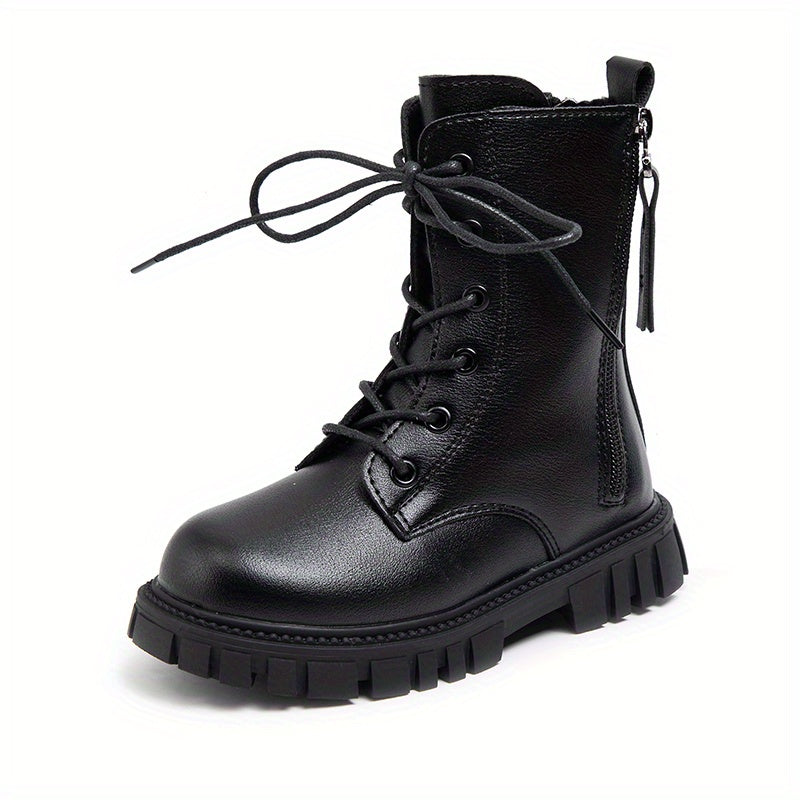 Girls Kids Lace Up Boots Non Slip Zipper Comfortable Indoor Outdoor