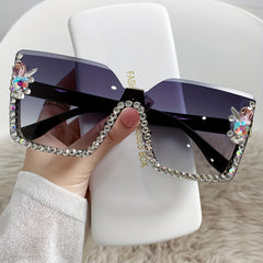 Rhinestone Rimless Gradient Sunglasses UV400