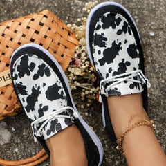 Women's Casual Sneakers Breathable Walking Shoes Cow Pattern Anti Slip