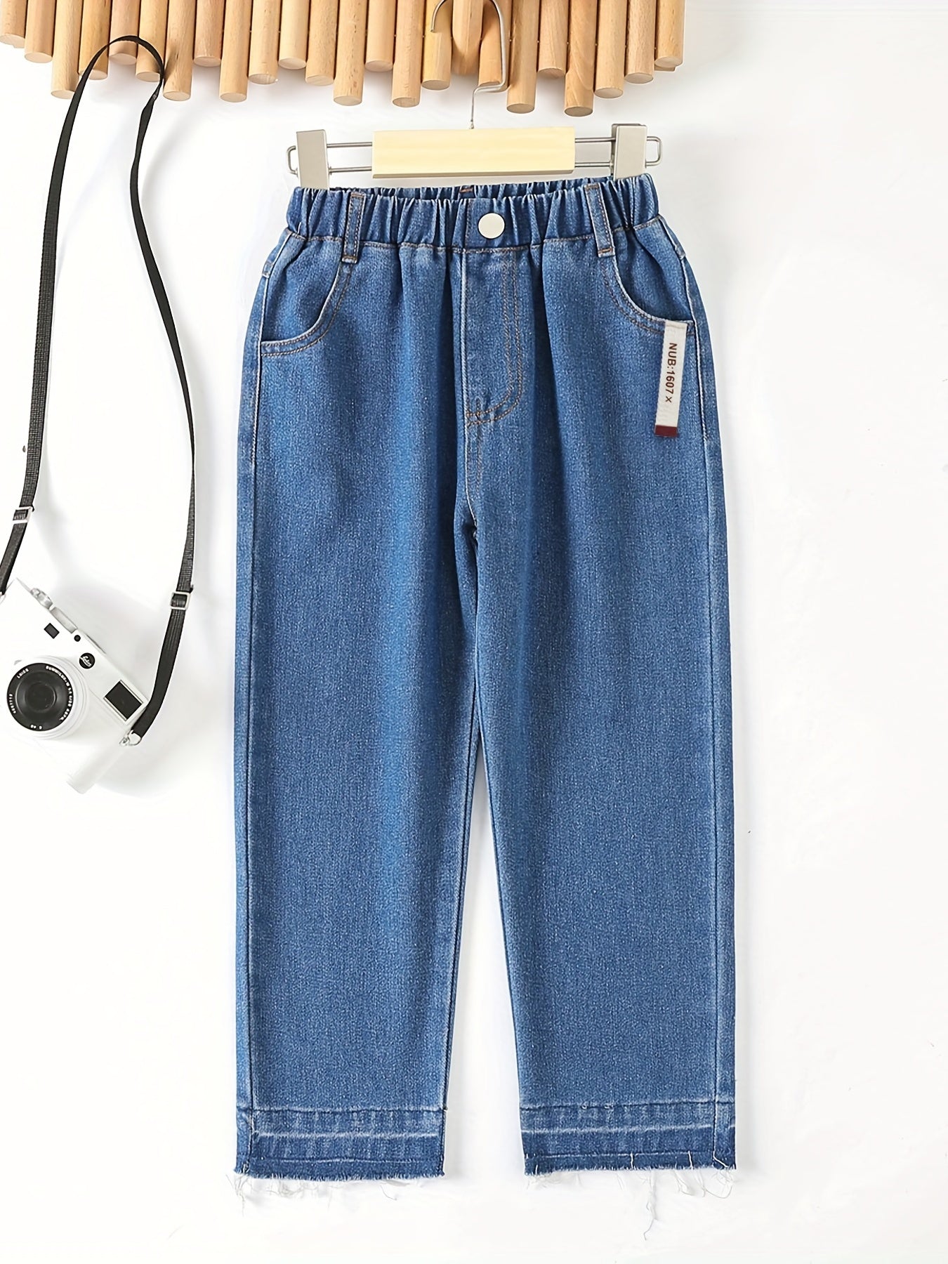 Girls' Wide Leg Denim Pants Casual Elastic Waist Kids Jeans