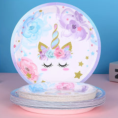 Unicorn Party Supplies 16pcs Plates Cups Napkins Gift