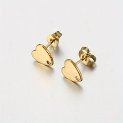 10pcs Stainless Steel Love Heart Drop Earring Studs DIY Earrings Base