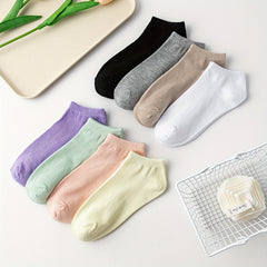 8 Pairs Women's Solid Low Cut Ankle Socks Soft & Lightweight