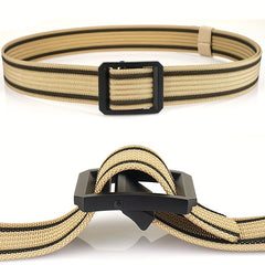 Men's Metal Buckle Nylon Braided Belt Casual Youth Belt