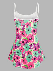  Flower Pattern Cami Top High Stretch Casual Cami Top