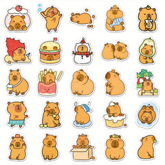 100pcs Capybara Vinyl Stickers for DIY Water Bottles Laptops, Brown, Waterproof