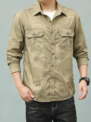 Camouflage Pattern Men's Breathable Long Sleeve Button Up Shirt