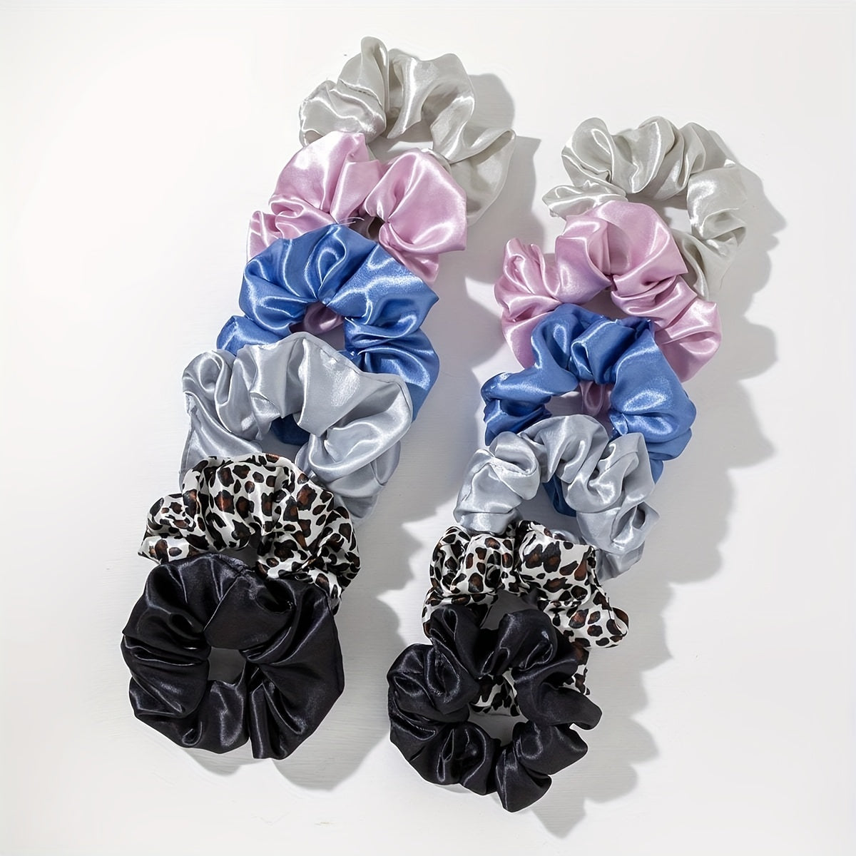 12pcs Satin Scrunchies Leopard Pattern Hair Rope