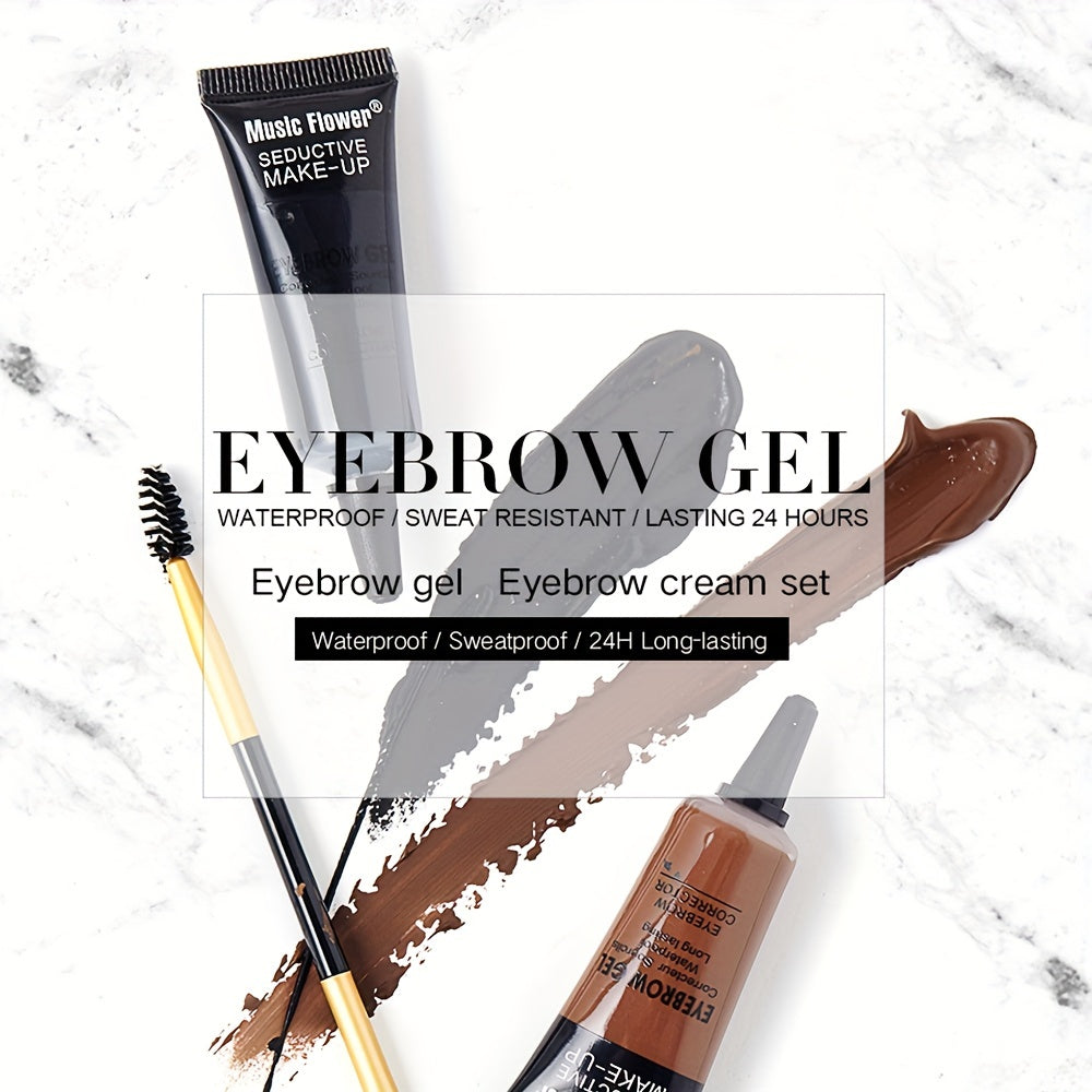 2-in-1 Waterproof Eyebrow Dye Cream Long Lasting Smudge Proof Tint Set