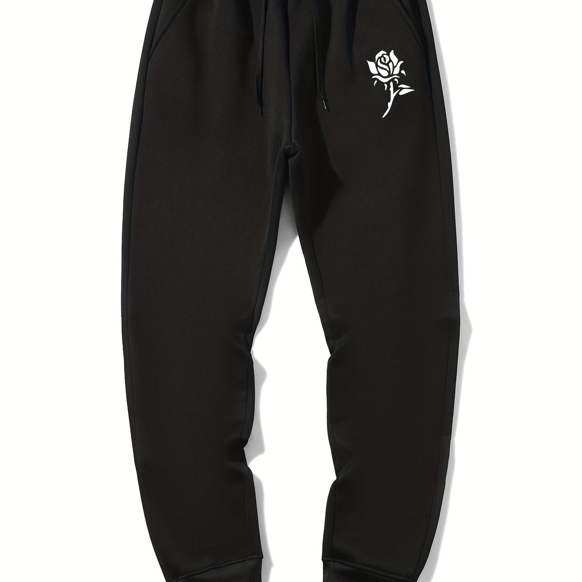 Men's Rose Print Drawstring Sweatpants Casual Jogger Pants