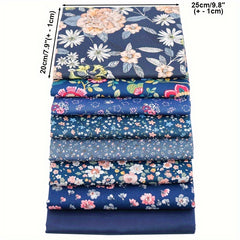 8pcs Dark Flower Printed Fabric Patchwork Doll Needlework DIY Sewing Material