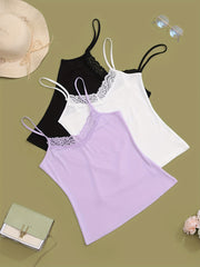 3pcs Lace V Neck Cami Top Lounge Tops