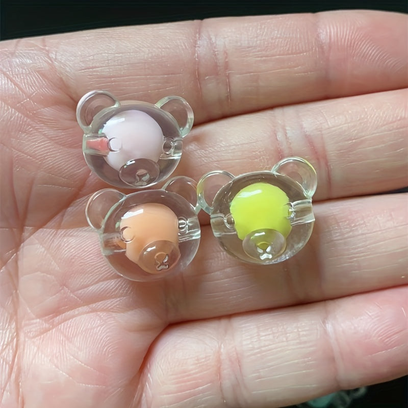 10pcs 20mm Acrylic Bear Head Beads Straight Hole Colored Medium Beads