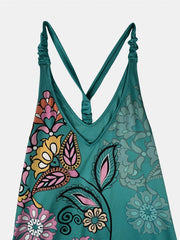 Floral Print Drop Crotch Jumpsuit Women's Clothing