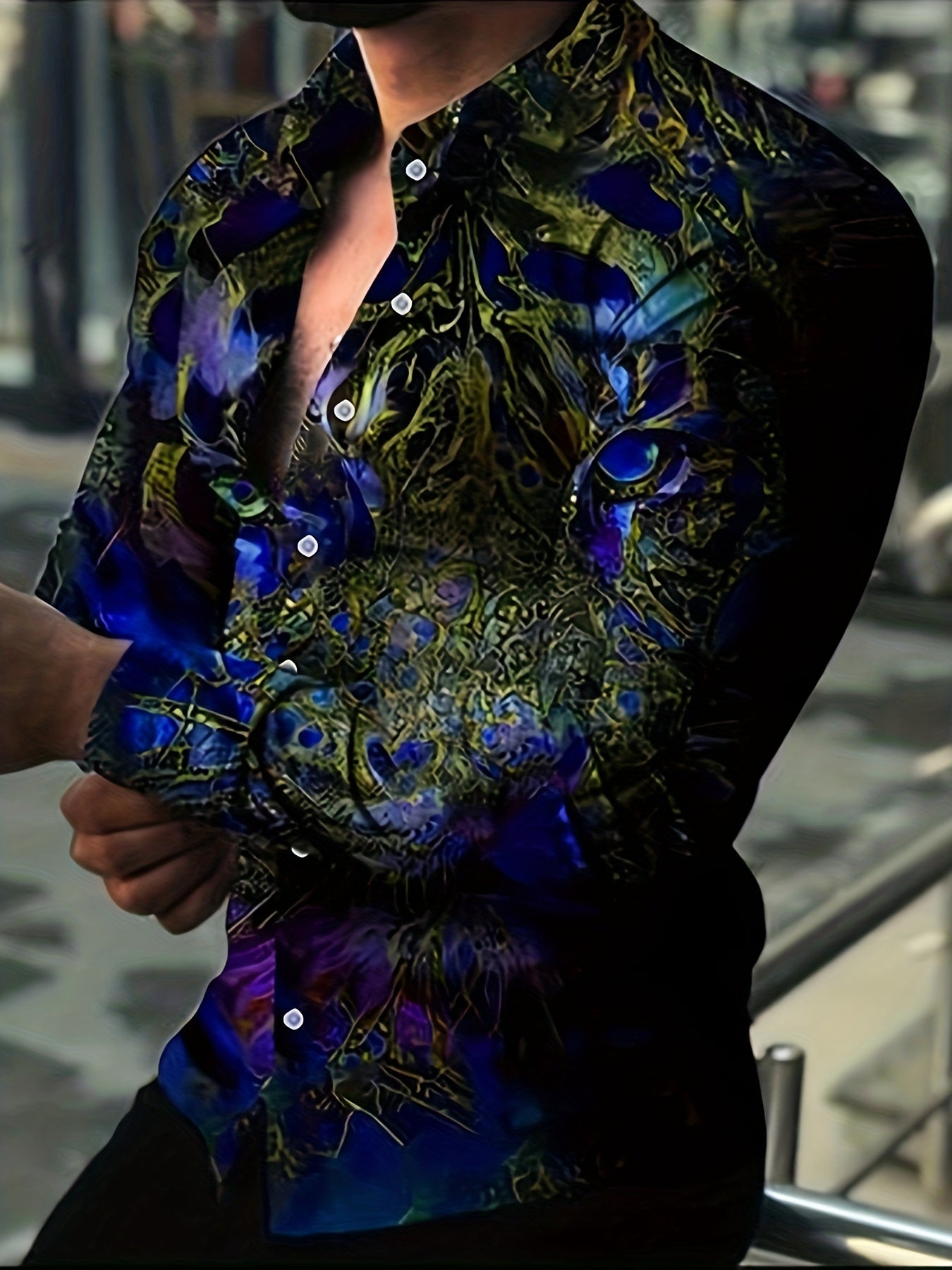 Colorful Pattern Men's Shirt Spring Fall Outdoor