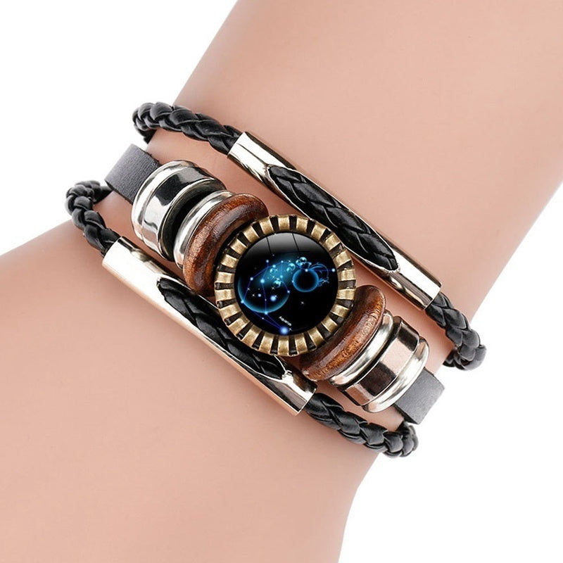 12 Constellation Beaded Leather Bracelets