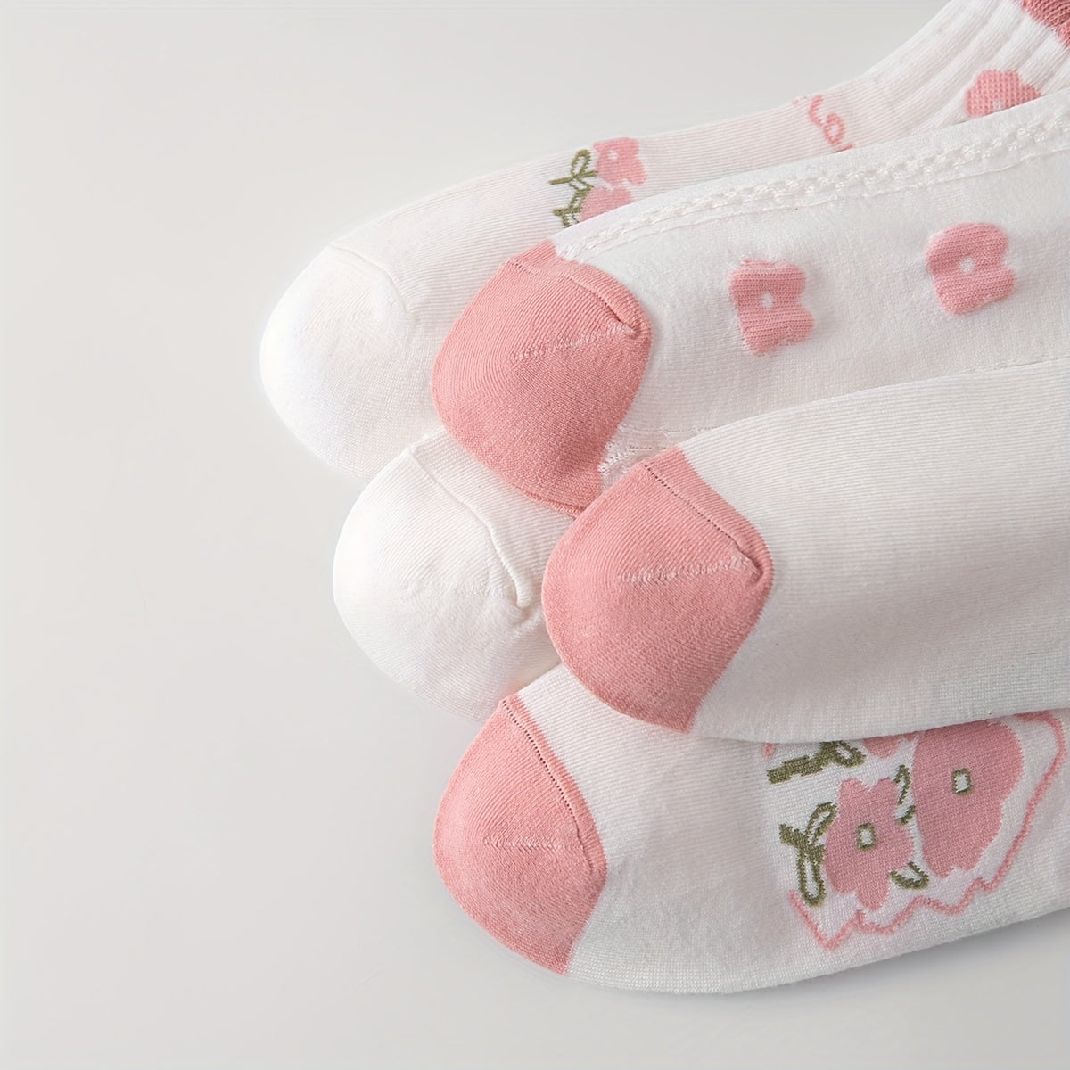 5 Pairs Floral Print Socks Short Women's Stockings & Hosiery
