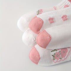 5 Pairs Floral Print Socks Short Women's Stockings & Hosiery