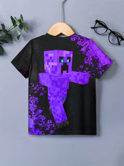 Boy's Monster Block Graphic T Shirt Casual Breathable Novel Tee