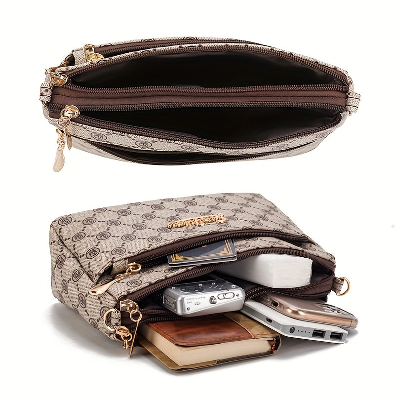 Vintage Pattern Crossbody Wallet PU Leather Textured Bag