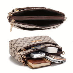 Vintage Pattern Crossbody Wallet PU Leather Textured Bag