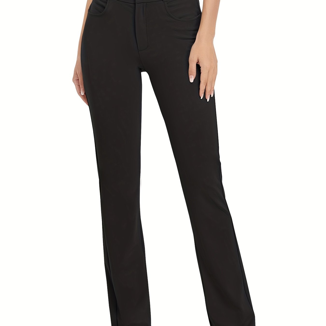 Solid Pants With Pockets Sports Fitness Yoga Running