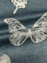  Denim & Butterfly Print Stretchy Skinny Shorts