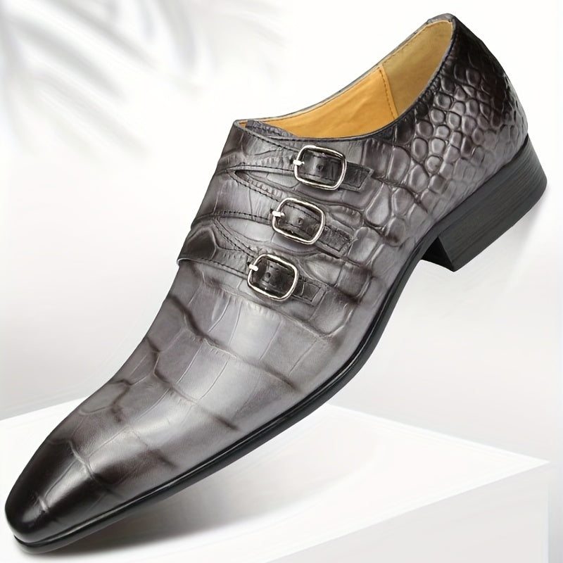 Men's Triple Monk Strap Slip On Loafers