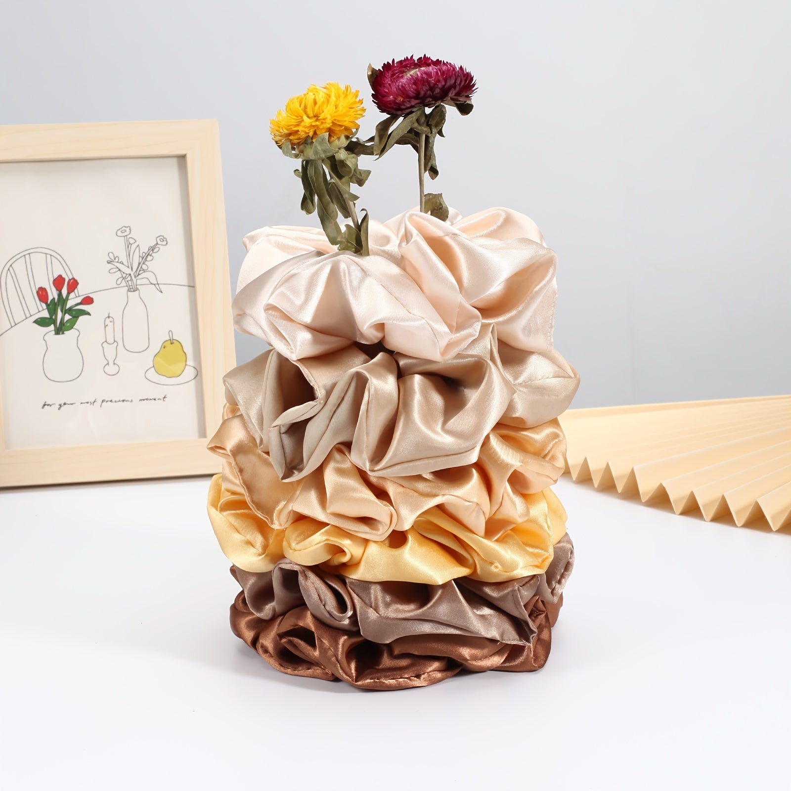 Oversize Stain Hair Scrunchie for Women Girls Sleep Soft Silk Scrunchies