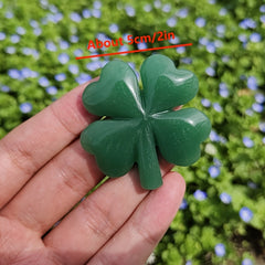 1pc Natural Aventurine Clover Quartz Crystal Carving