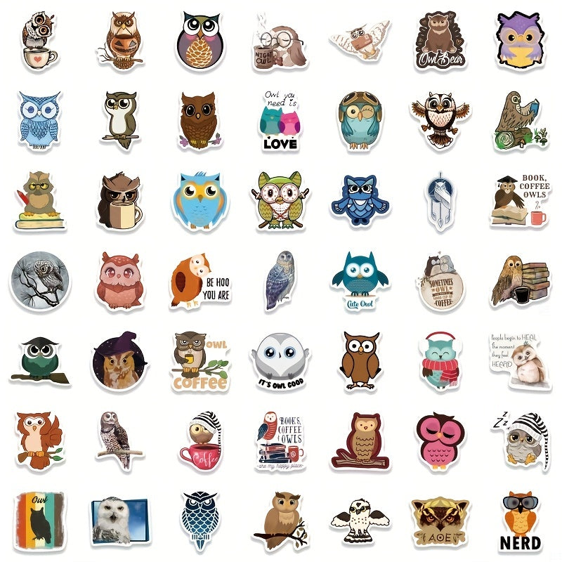 100pcs Waterproof Owl Stickers Wall Decals Wisdom Clever Animal Vinyl Stickers