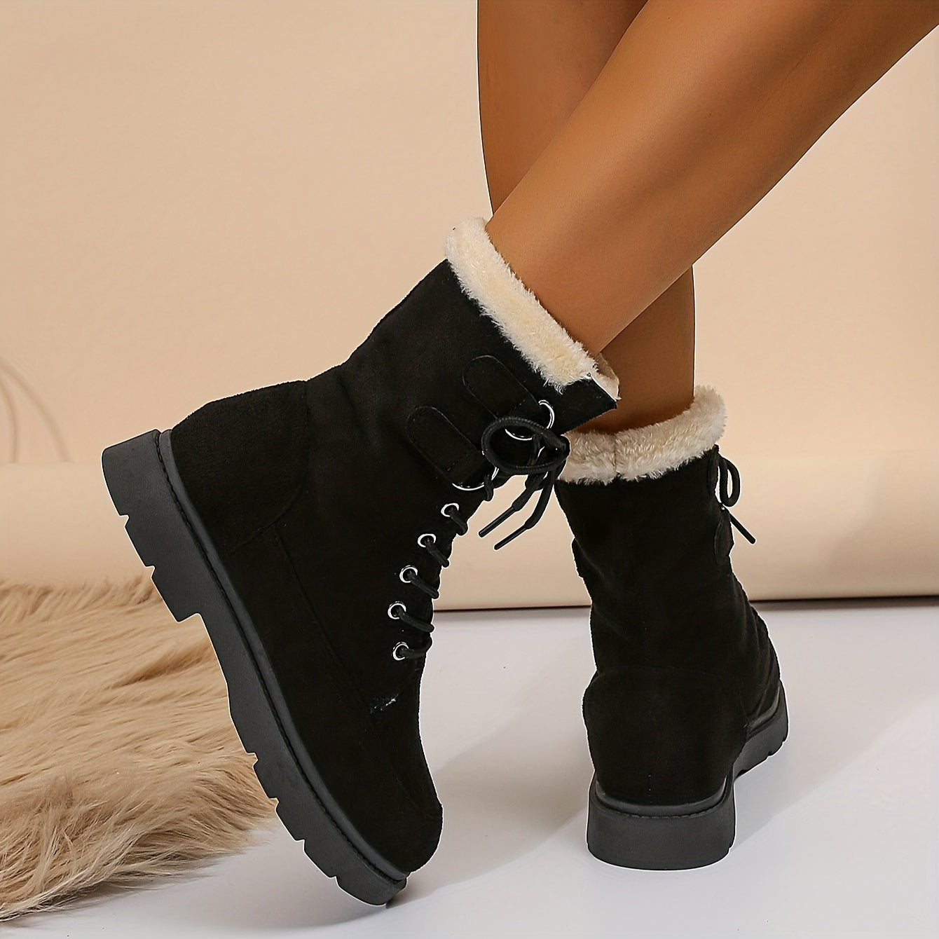 Women's Winter Snow Boots Lace Up High Top Hiking Boots