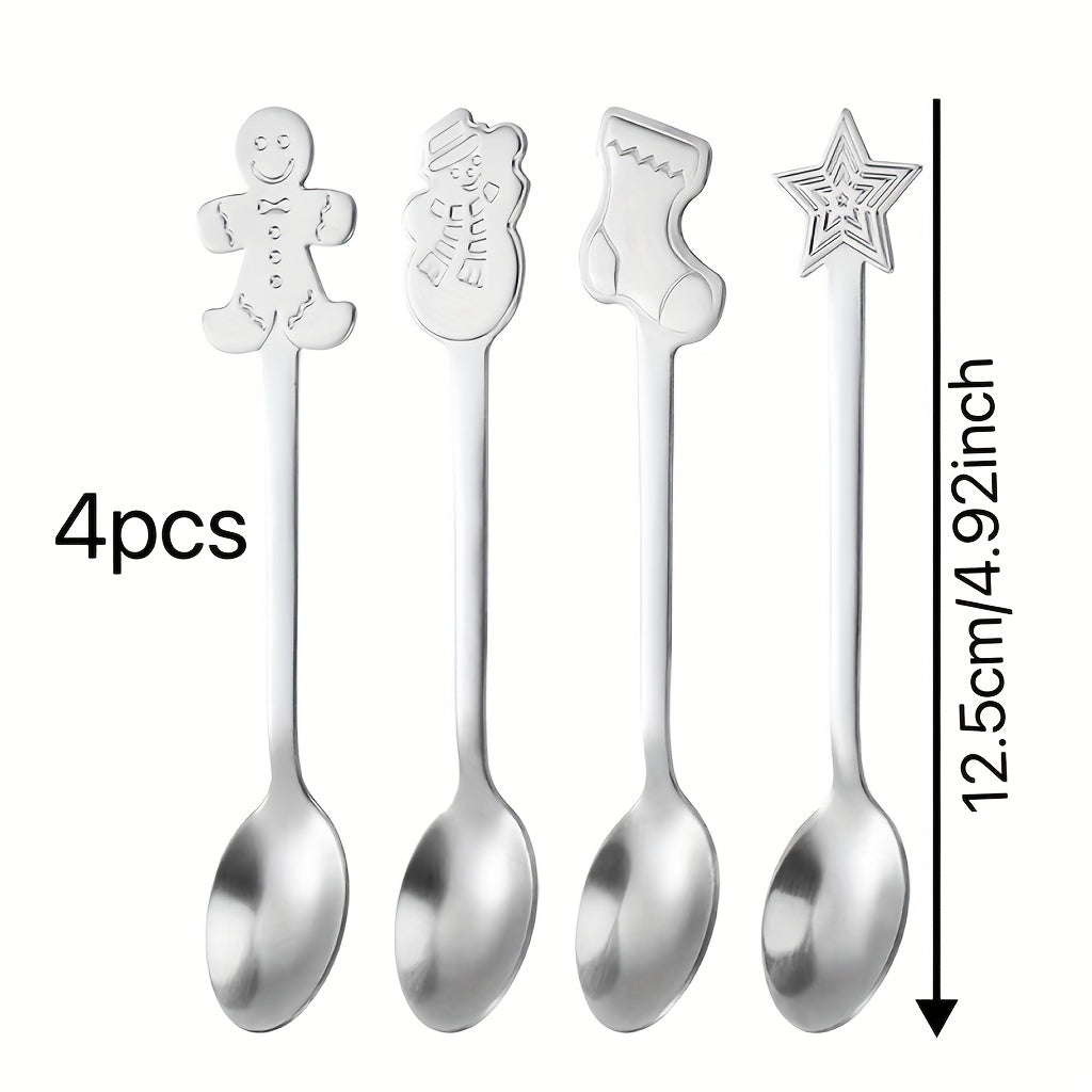 4pcs Christmas Cartoon Gingerbread Spoons