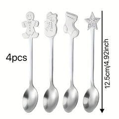 4pcs Christmas Cartoon Gingerbread Spoons