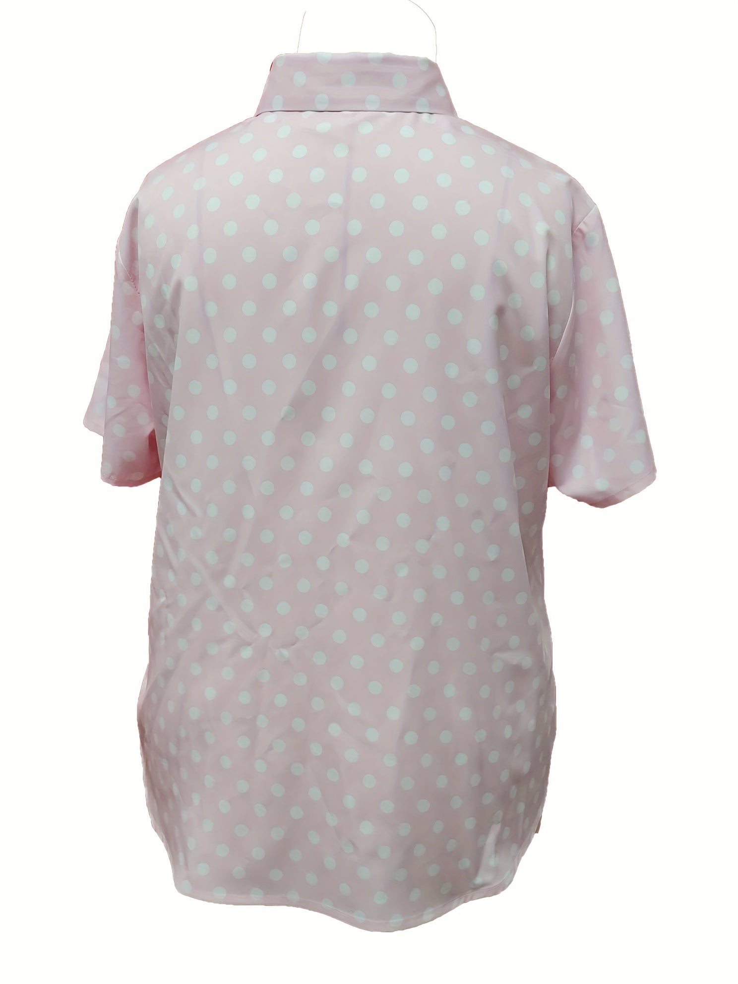 Polka Dots Button Up Short Sleeve Blouse