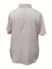  Polka Dots Button Up Short Sleeve Blouse
