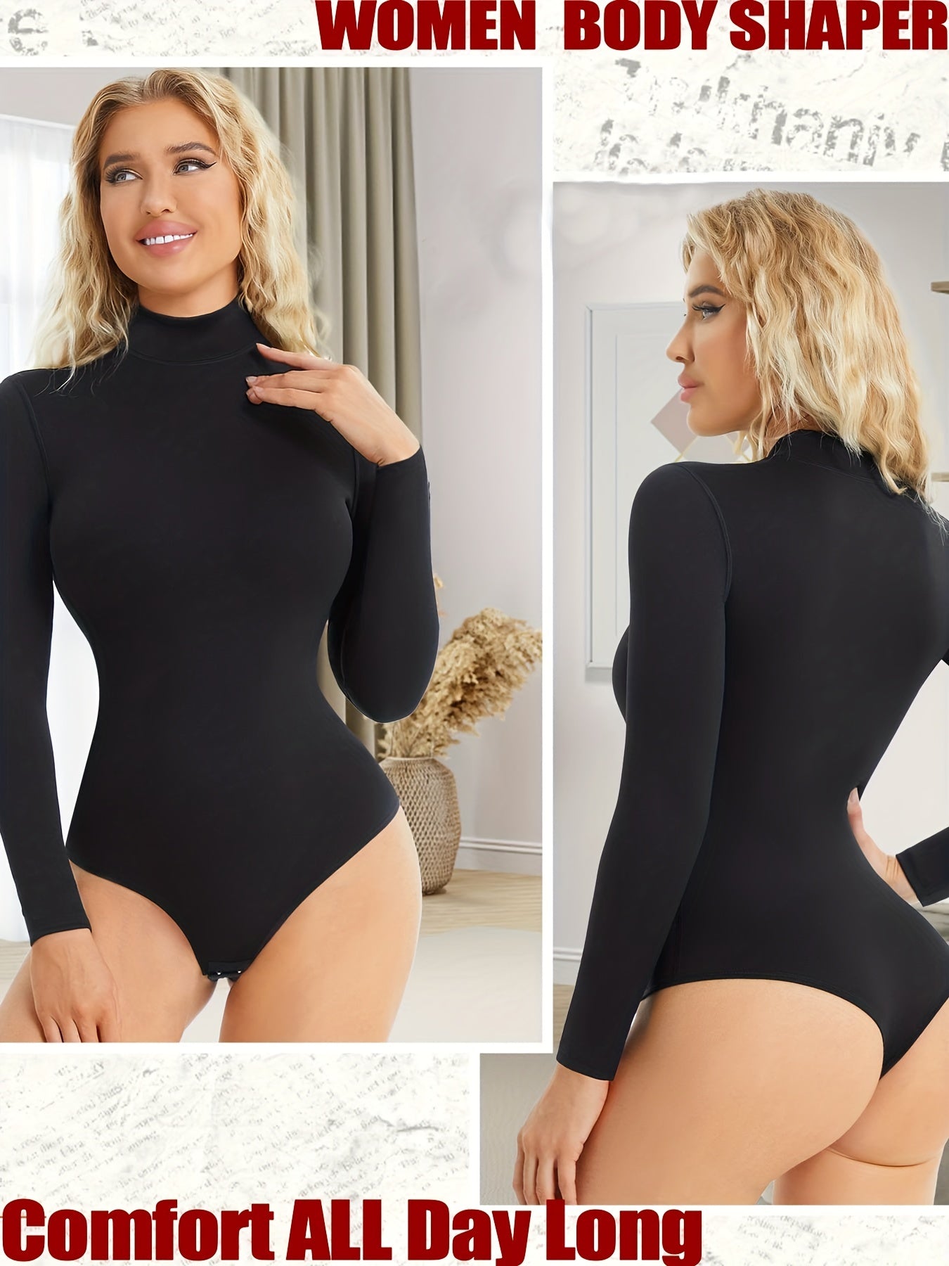 Seamless Shaping Bodysuit Long Sleeve Tummy Control Slimming Body Shaper