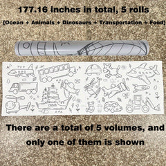 Extra Long Coloring Roll 3.6m Vibrant Animal & Food Designs Paper
