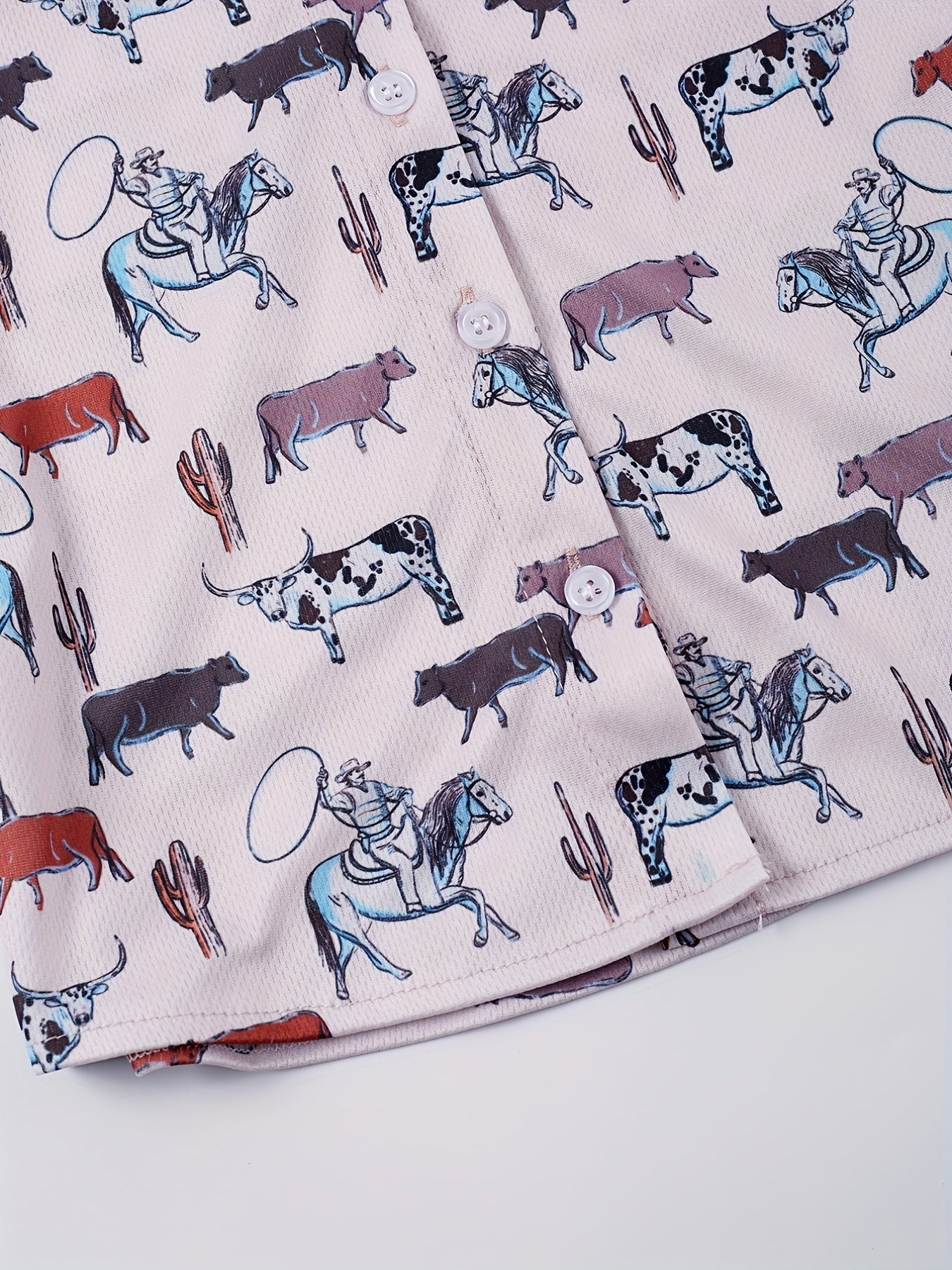 Boys Cow Short Sleeves Button Down Shirt Tops for Summer