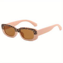UV400 Macaron Narrow Frame Leopard Print Kids Sunglasses