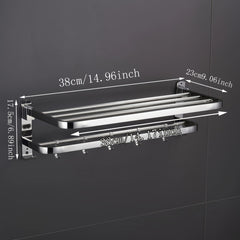 Stainless Steel Foldable Towel Storage Rack Wall Mounted Holder