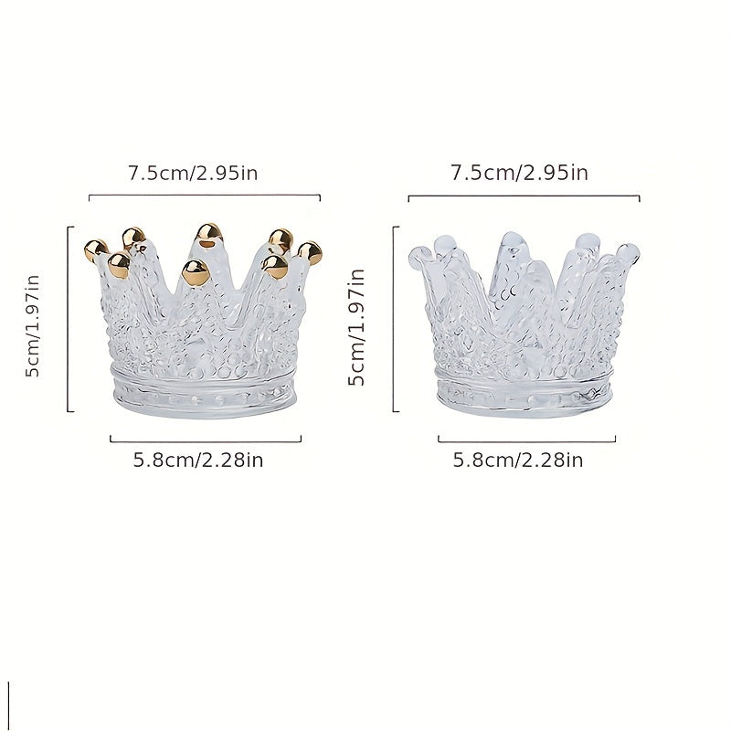 Crown Glass Ashtray Crystal Golden Beads Candlestick