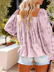  Casual Mesh Flounce Sleeve Blouse