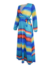  Colorblock Maxi Dress With Belt