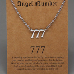 Men's Angel Number Pendant Necklace Stainless Steel Lucky Necklace