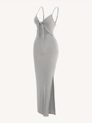 Sexy Ribbed Maxi Dress with Side Split